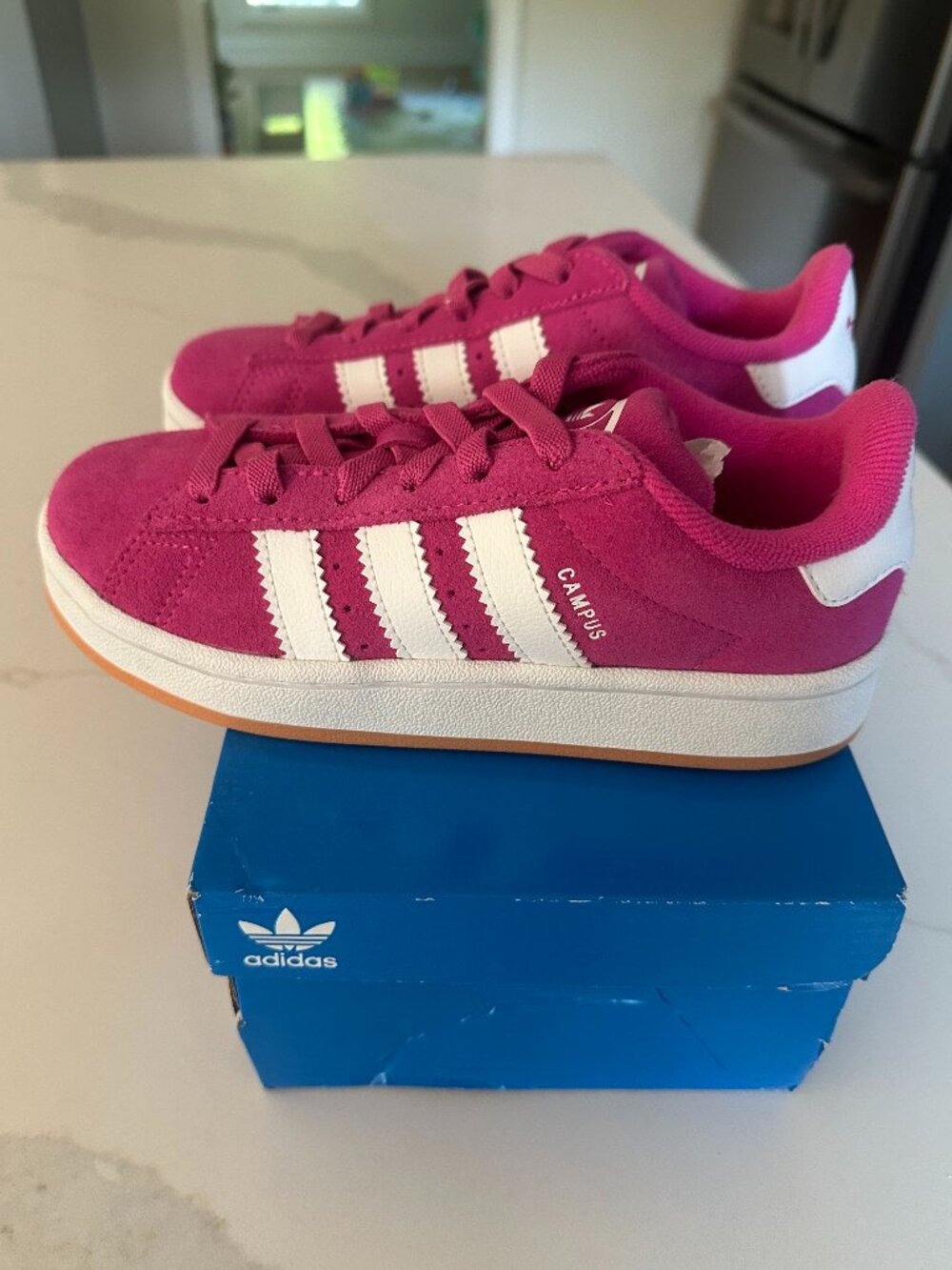 Adidas Campus 00s EL C Kids Pink White Suede Sneakers Size 2 Youth NIB